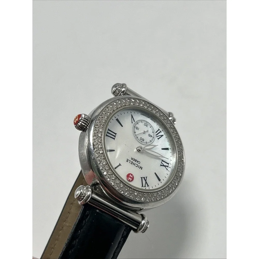 Women's Diamond Michele Caber Dress Watch Black Band